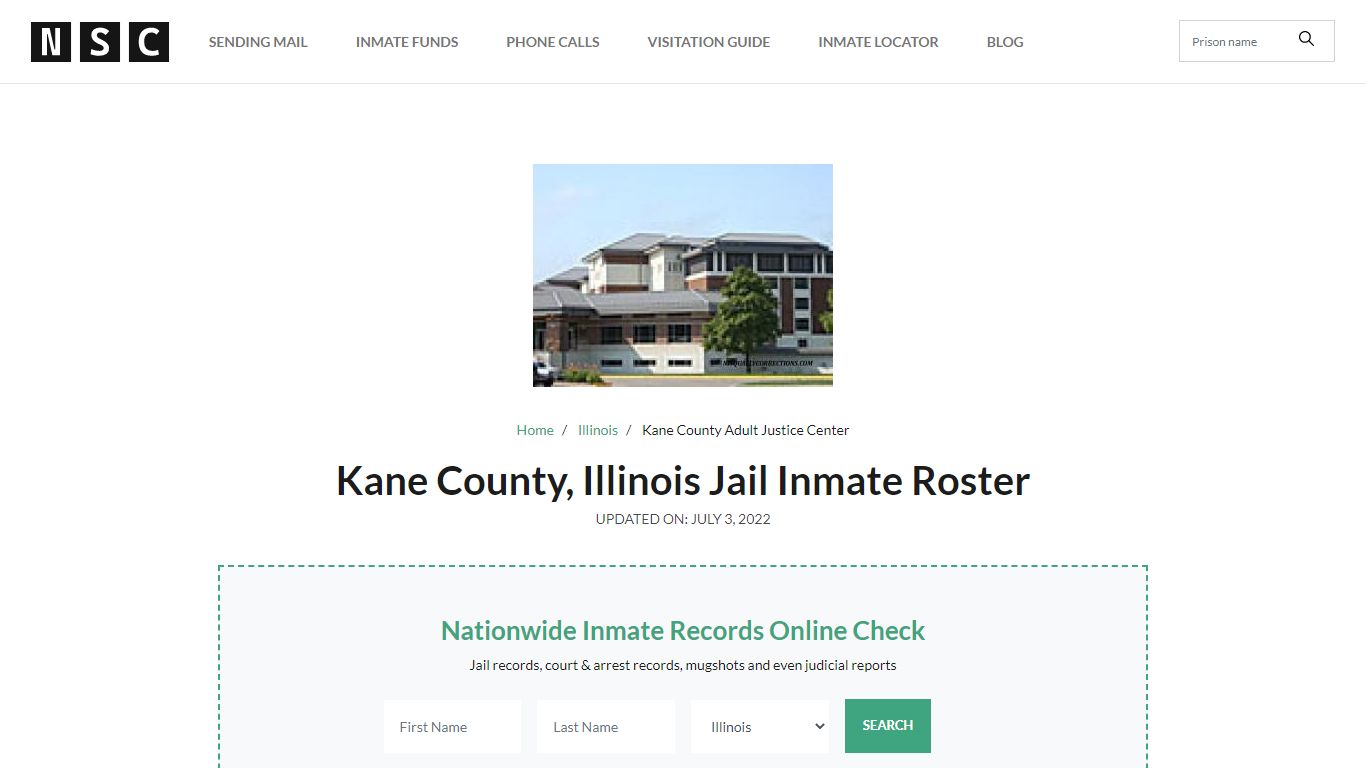 Kane County, Illinois Jail Inmate List
