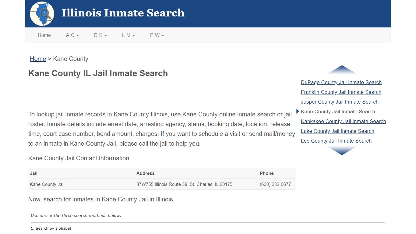 Kane County IL Jail Inmate Search